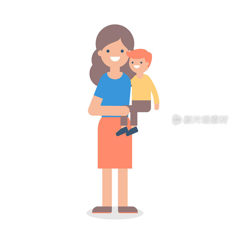 矢量插图的母亲抱着孩子在她的怀里