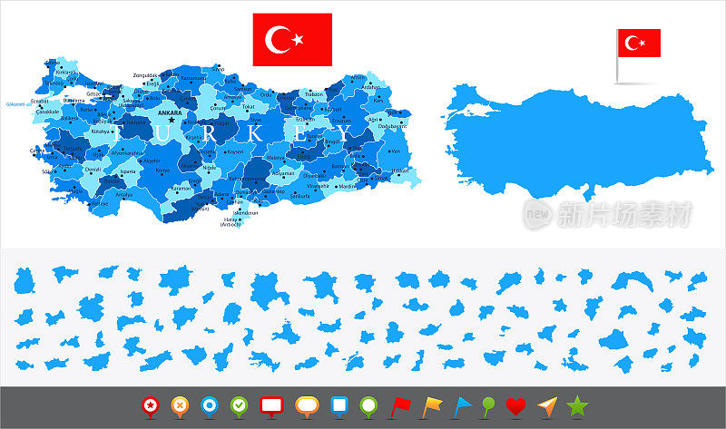土耳其地图-信息图向量