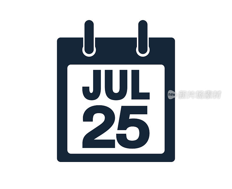 7月25日日历图标股票矢量插图