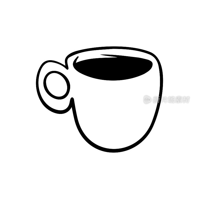 咖啡杯墨水卡通插图