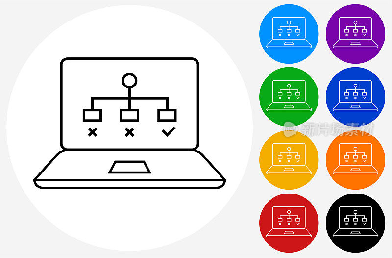笔记本电脑与网站流程图图标
