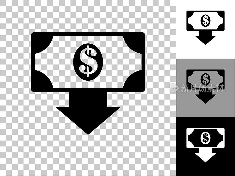 金钱存款图标在棋盘透明的背景
