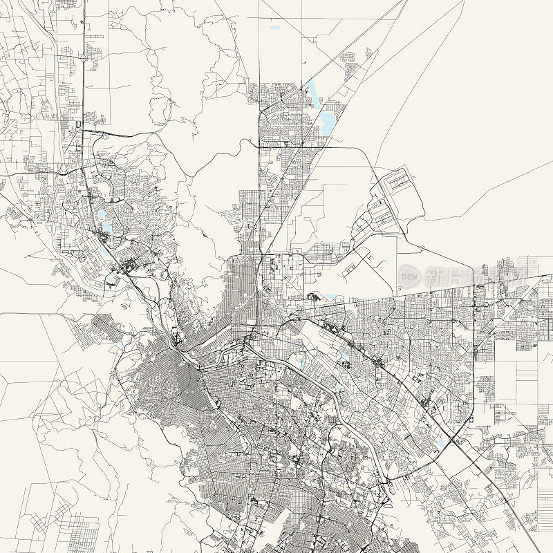 埃尔帕索，德克萨斯州，美国矢量地图