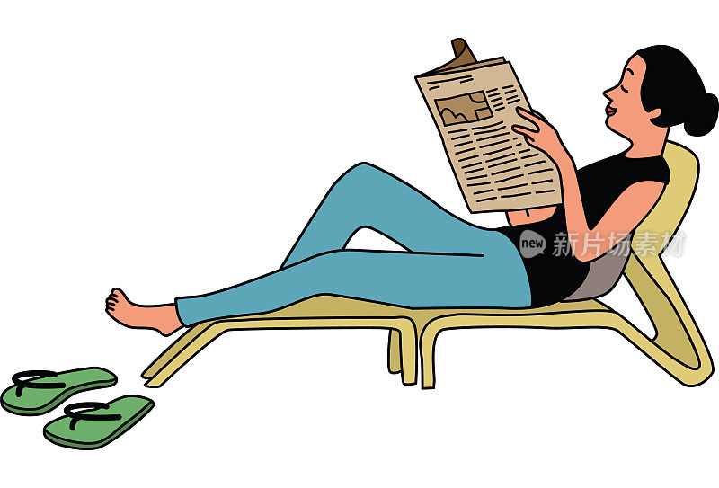 一个女人坐在躺椅上看书