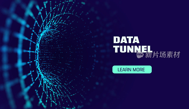 数据隧道抽象矢量背景。安全隧道保护的数据流。网络安全