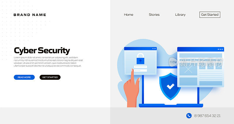 网络安全概念矢量插图登陆页模板，网站横幅，广告和营销材料，在线广告，业务演示等。