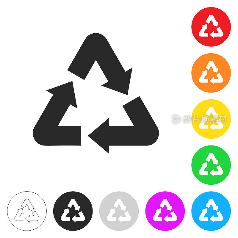 “回收利用”。按钮上不同颜色的平面图标