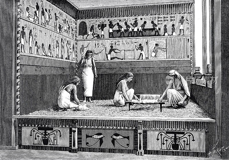 在古埃及作坊织造