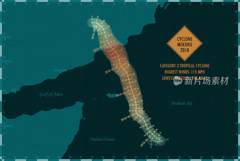 2018年梅库努气旋追踪北印度洋信息图