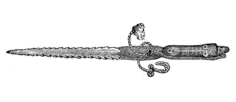 古董插图,民族志和土著文化:剑,帕劳