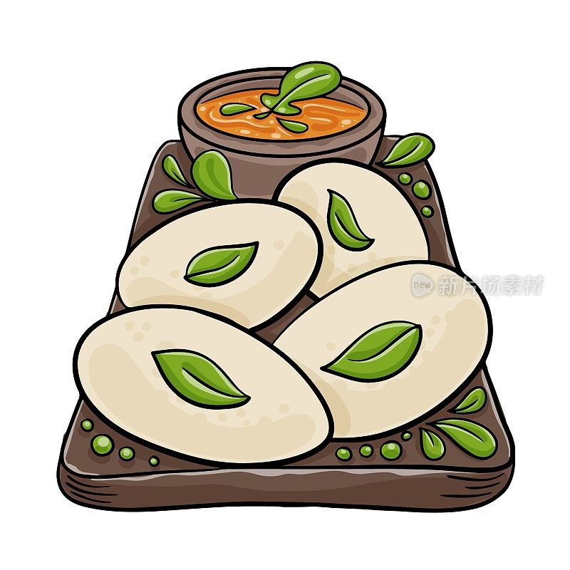 许多Idli或者印度南部喀拉拉邦和斯里兰卡的休闲早餐。健康蒸年糕