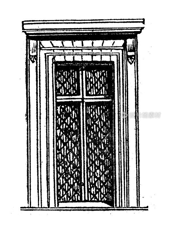 古玩雕刻插画:窗户