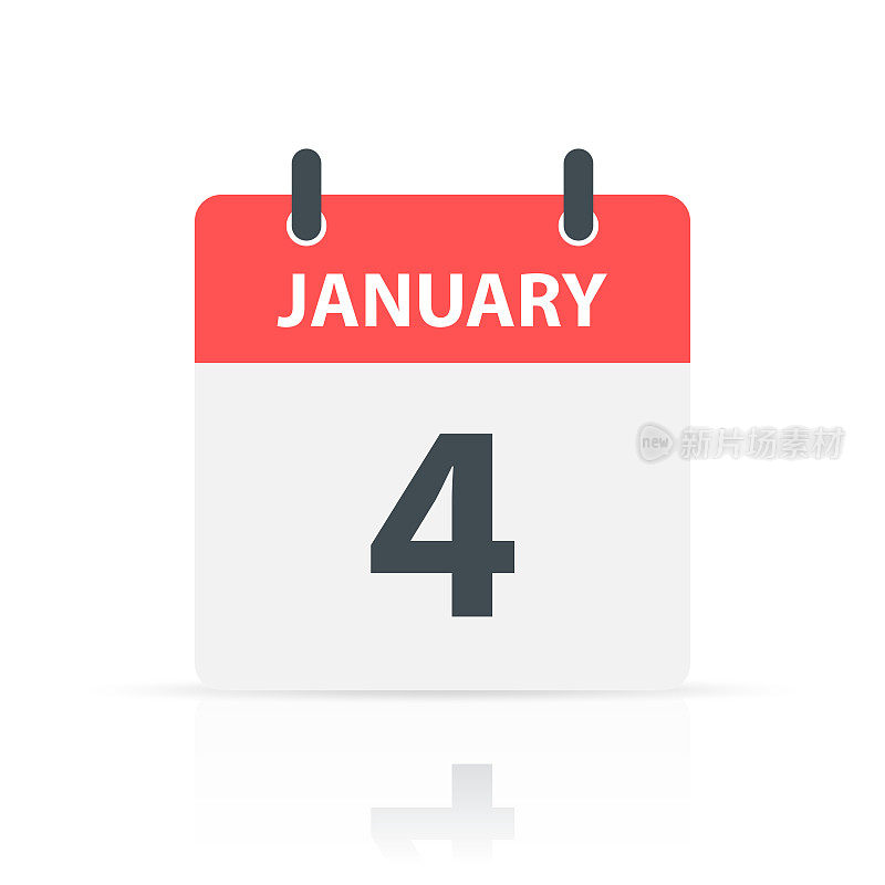 1月4日-日常日历图标与反思在白色背景