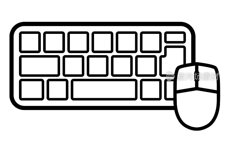 电脑键盘和鼠标孤立矢量插图。