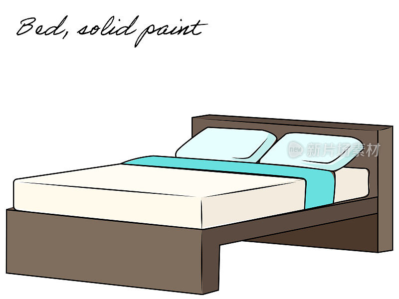 床，床上用品，家具，简单的粘切插画