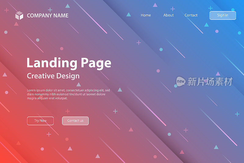 登陆页模板-抽象设计与几何形状-新潮的红色梯度