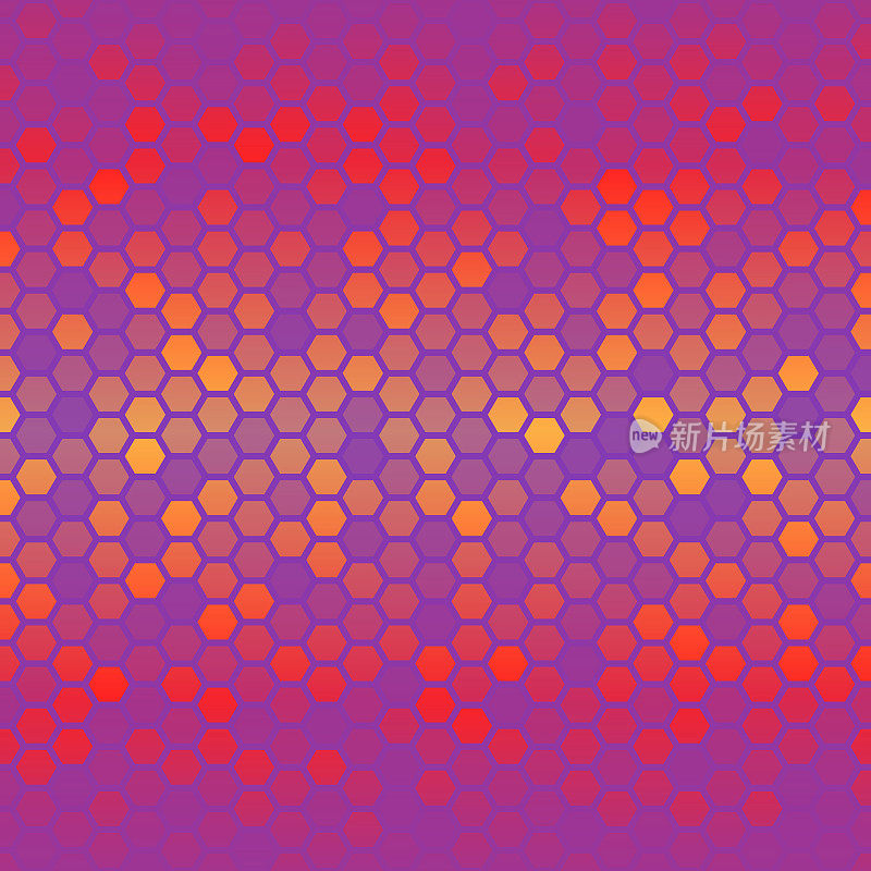 抽象几何背景-六角形马赛克与红色梯度