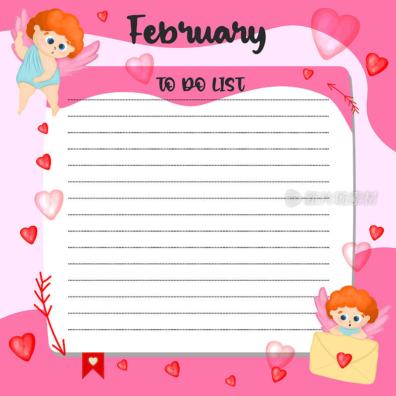 二月每月计划，每周计划，习惯跟踪模板和示例。模板议程，时间表，计划，清单，子弹日记，笔记本和其他文具。情人节主题