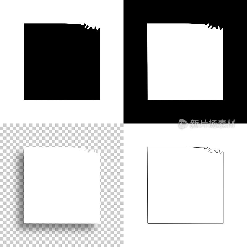 爱荷华州沃伦县。设计地图。空白，白色和黑色背景