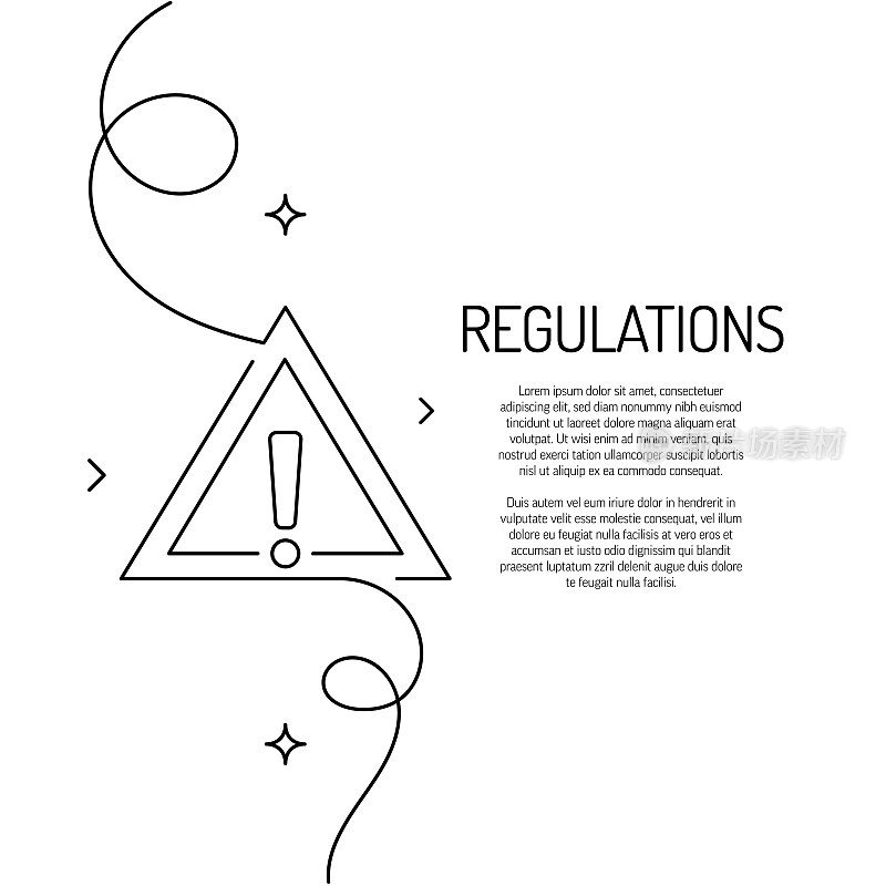 规则图标的连续线条绘制。手绘符号矢量插图。