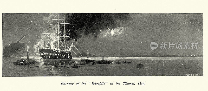 英国皇家海军战舰战舰战舰战舰，1807年，泰晤士河上的训练舰，在1876年被大火烧毁