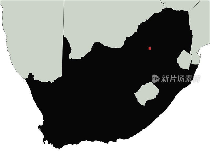 高度详细的南非剪影地图。