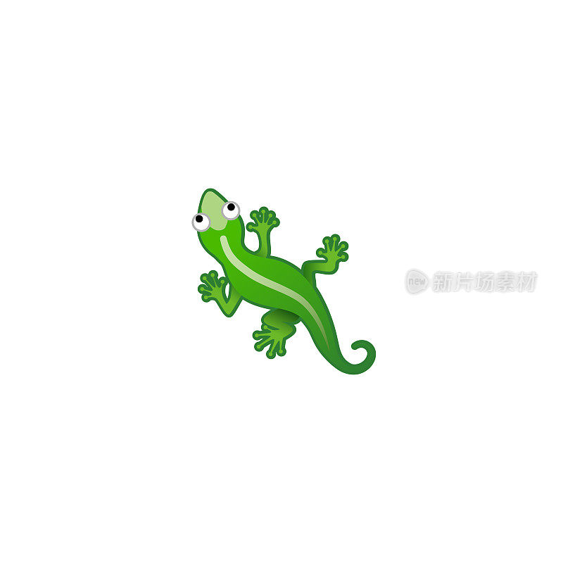 蜥蜴孤立的现实矢量图标。绿色变色龙，鬣蜥插图表情符号，表情符号，图标