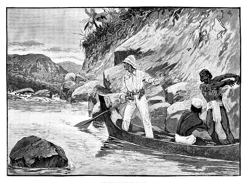 《英语画报》1886年刊登于马来西亚沙巴州基纳拉姆河上的英国探险家