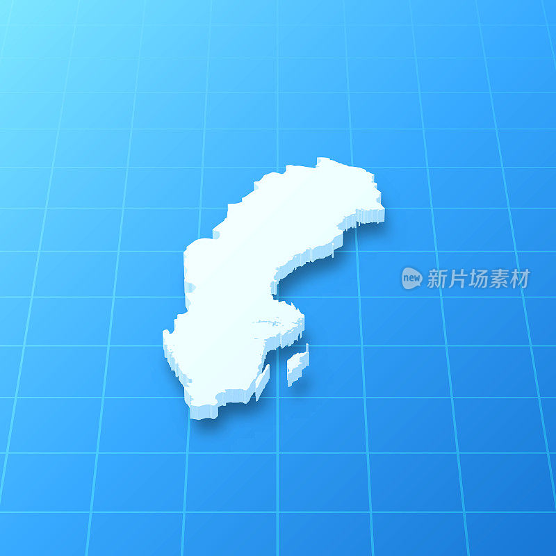 瑞典3D地图上的蓝色背景