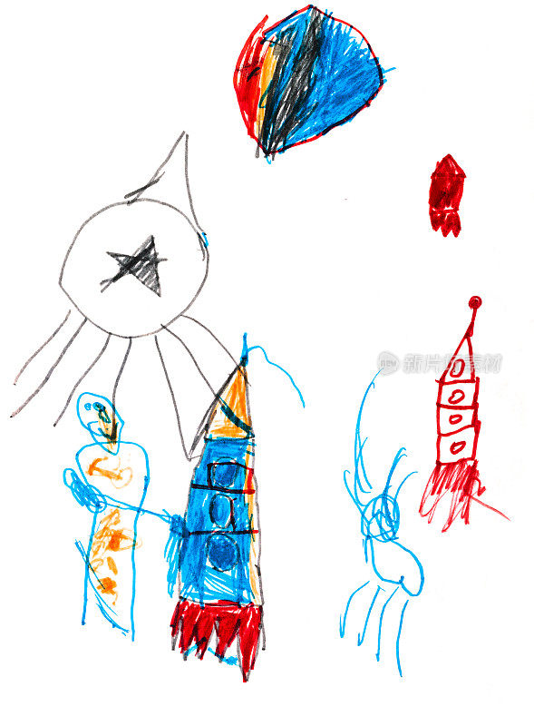 儿童的绘画空间火箭