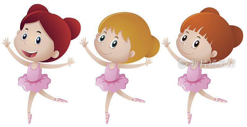 三个女孩在跳芭蕾舞