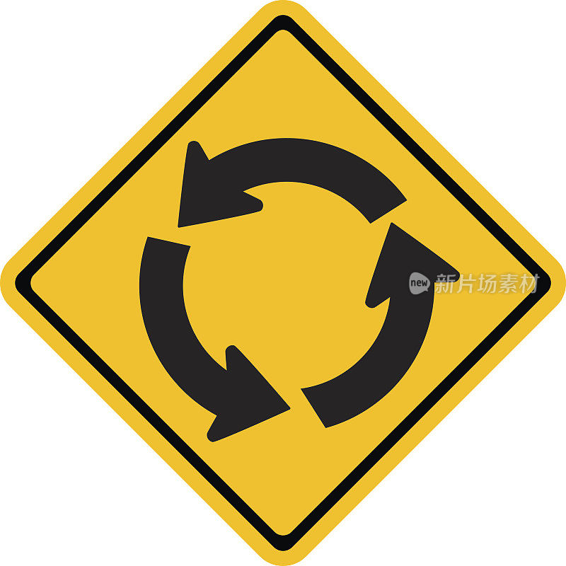 警告交通标志，环岛