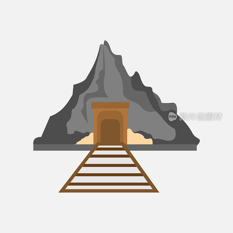 矿山、铁路、山区矢量插图图形