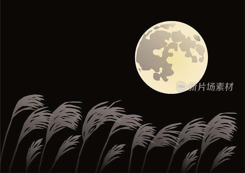 月亮和Susuki(日本蒲苇)