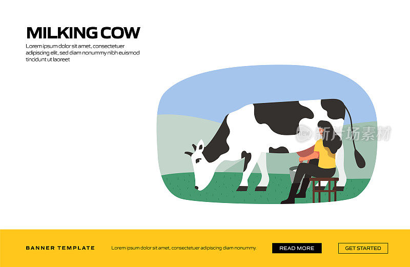 奶牛概念矢量插图网站横幅，广告和营销材料，在线广告，业务演示等。