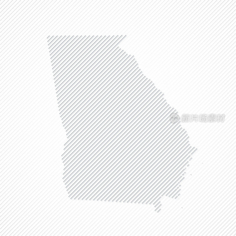 乔治亚州(美国)地图设计与白色背景线