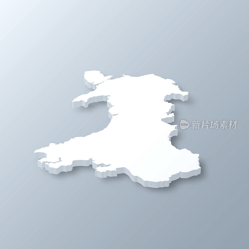 威尔士3D地图上的灰色背景