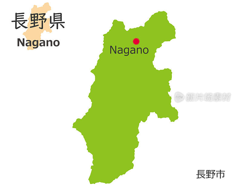 长野县和省会，可爱的手绘风格的地图
