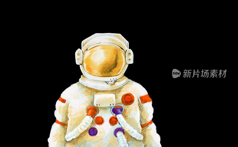 航天员性格航天服艺术素描插图绘画风格