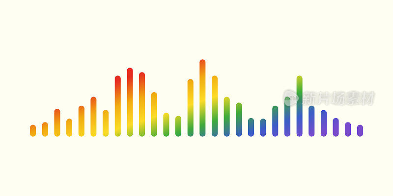 彩色声波均衡器。背景界面设计音乐声波。矢量插图。