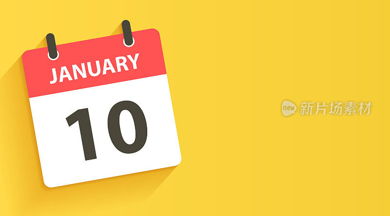 1月10日-日常日历图标在平面设计风格
