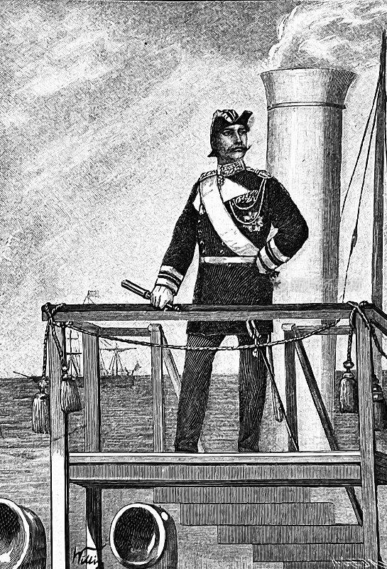 德皇威廉二世在霍亨索伦游艇的指挥桥上