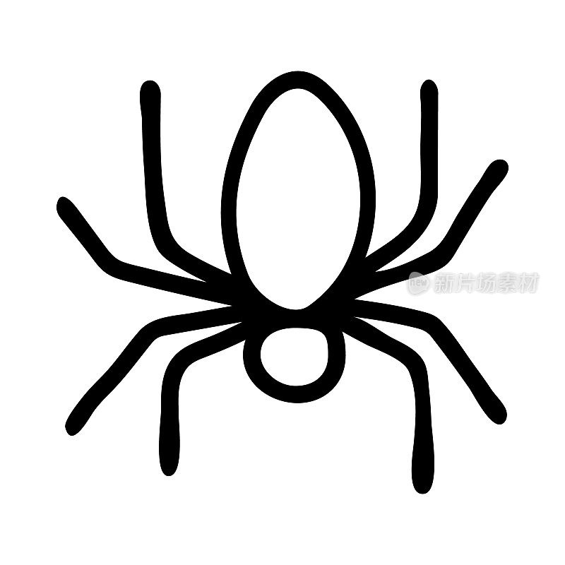 涂鸦蜘蛛。手绘矢量图