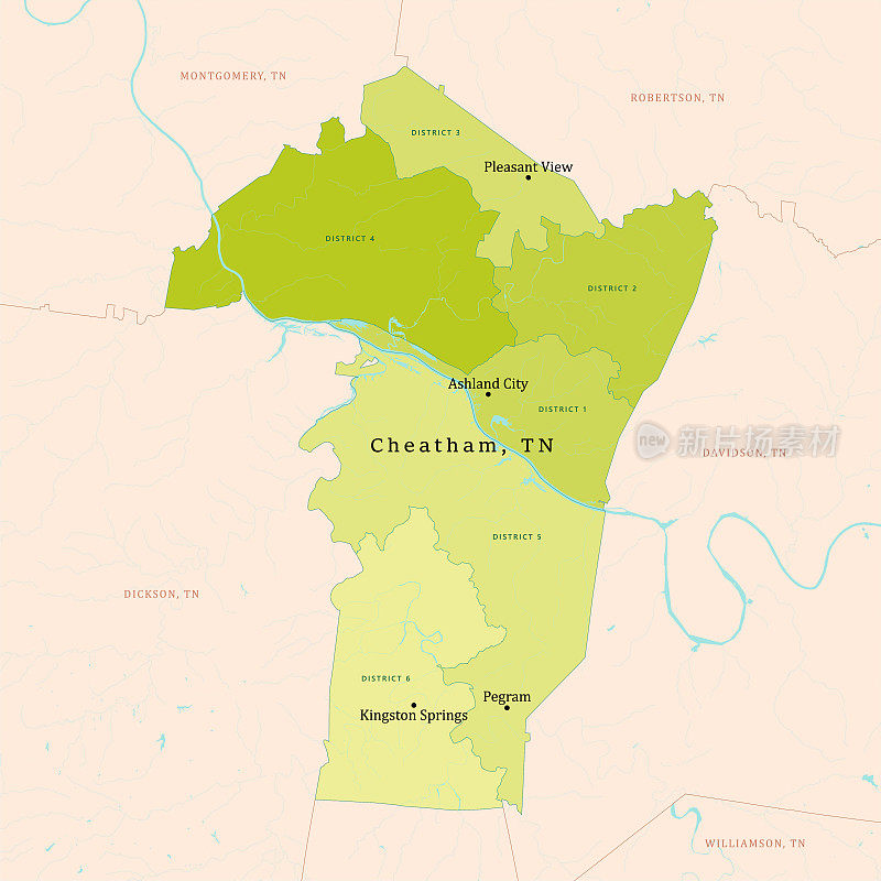 TN奇塔姆县矢量地图绿色
