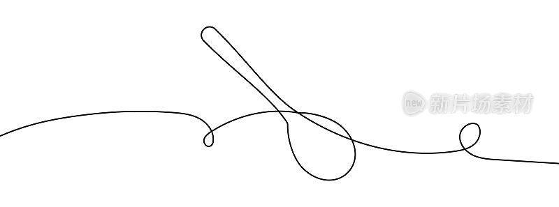 匙行背景。勺子的连续线条。匙行图标。
