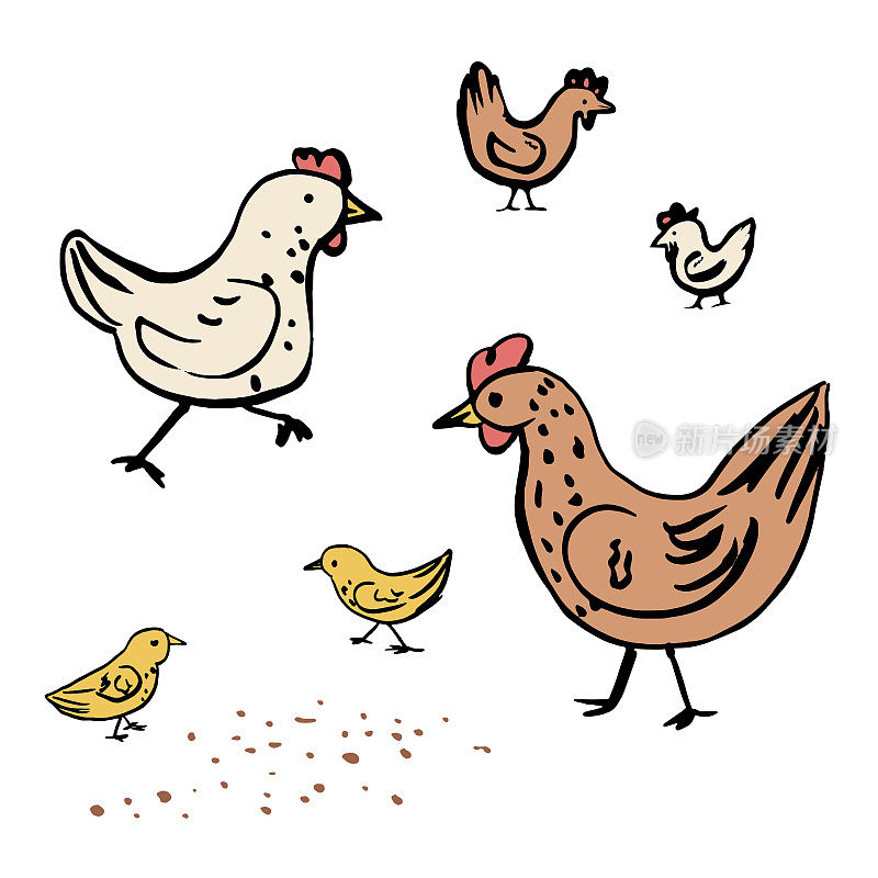 可爱的卡通养鸡场