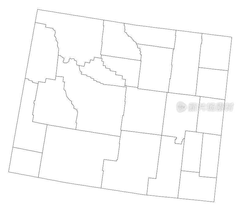 高度详细的怀俄明州盲图。