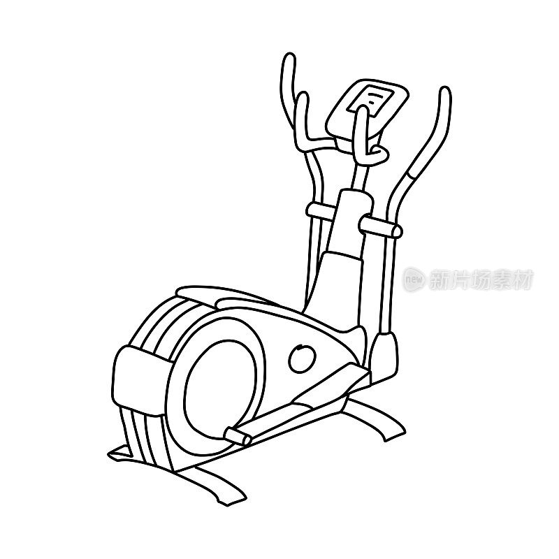 椭圆教练涂鸦图标。手绘符号矢量