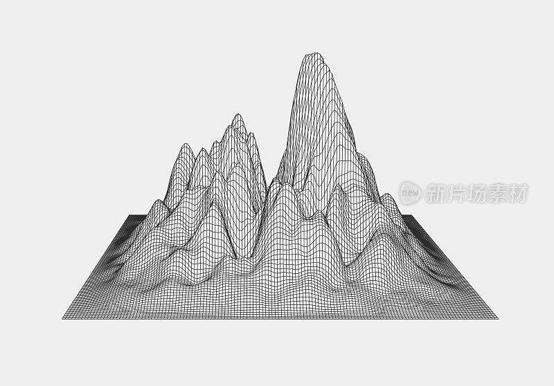 抽象三维线框山网空间图案背景