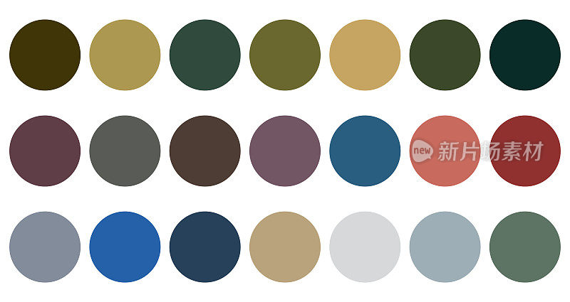 矢量时尚趋势未来的颜色圈调色板预测集集合